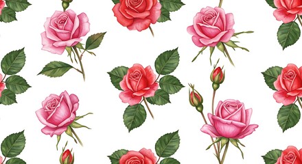 Watercolor Roses: A Delicate Floral Pattern AI Generated