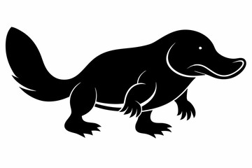 platypus silhouette line art vector illustration with a white background
