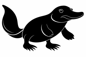 platypus silhouette line art vector illustration with a white background