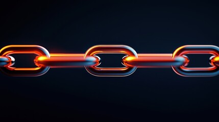Obraz premium A chain of interconnected metallic links, glowing with a fiery orange light.