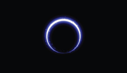 Neon Glowing Blue and white particles Rings. Neon Circle Glow. shine Light Rings. illustration vector design on black background.