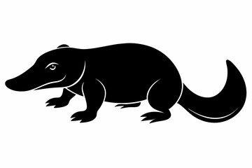platypus silhouette line art vector illustration with a white background