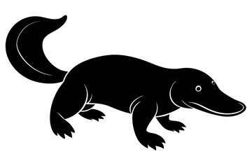 platypus silhouette line art vector illustration with a white background