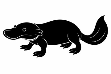 platypus silhouette line art vector illustration with a white background