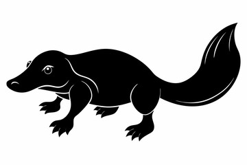 platypus silhouette line art vector illustration with a white background