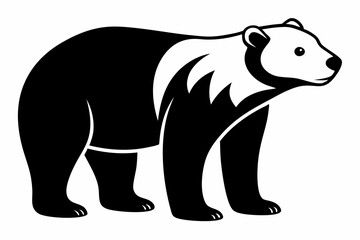 polar bear silhouette line art vector illustration with a white background