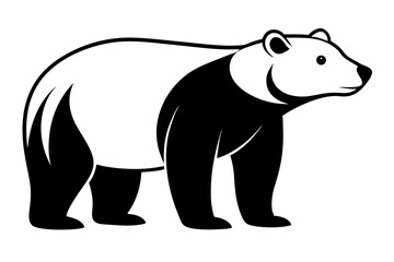 polar bear silhouette line art vector illustration with a white background