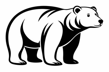 polar bear silhouette line art vector illustration with a white background