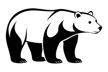 polar bear silhouette line art vector illustration with a white background
