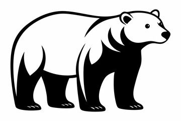 polar bear silhouette line art vector illustration with a white background