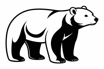 Obraz premium polar bear silhouette line art vector illustration with a white background