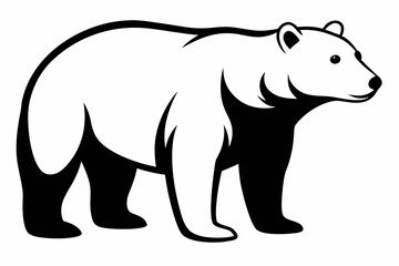 polar bear silhouette line art vector illustration with a white background
