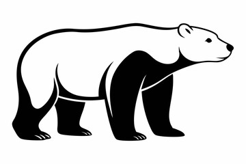 Fototapeta premium polar bear silhouette line art vector illustration with a white background