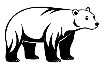 polar bear silhouette line art vector illustration with a white background