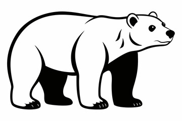 polar bear silhouette line art vector illustration with a white background