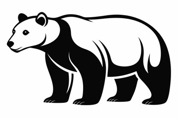 polar bear silhouette line art vector illustration with a white background