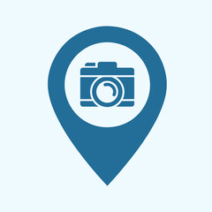 Photography Spot Location Pin Icon, Scenic View Map Marker, Camera Symbol