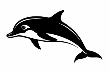 Obraz premium porpoise silhouette line art vector illustration with a white background