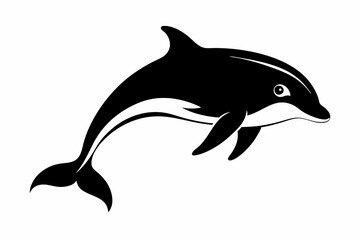 Obraz premium porpoise silhouette line art vector illustration with a white background