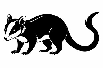 possum silhouette line art vector illustration with a white background