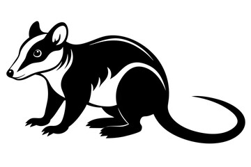 possum silhouette line art vector illustration with a white background