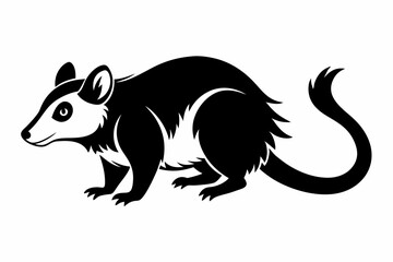 possum silhouette line art vector illustration with a white background