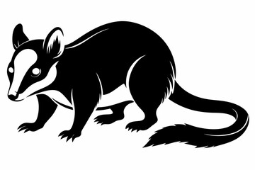 possum silhouette line art vector illustration with a white background