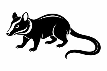 possum silhouette line art vector illustration with a white background