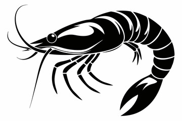 prawn silhouette line art vector illustration with a white background