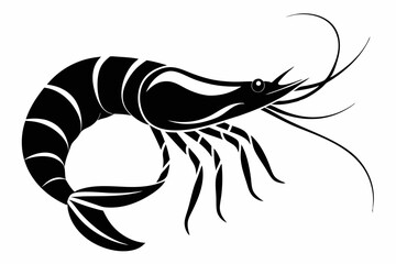 prawn silhouette line art vector illustration with a white background