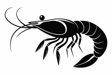 prawn silhouette line art vector illustration with a white background