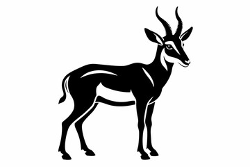 pronghorn silhouette line art vector illustration with a white background