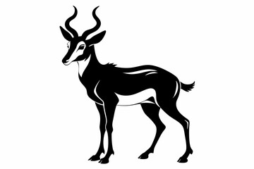 pronghorn silhouette line art vector illustration with a white background
