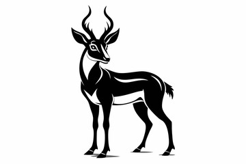 pronghorn silhouette line art vector illustration with a white background