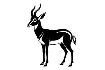 pronghorn silhouette line art vector illustration with a white background