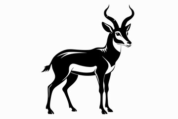pronghorn silhouette line art vector illustration with a white background