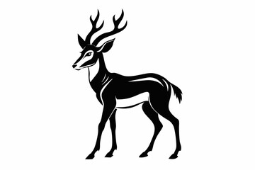 pronghorn silhouette line art vector illustration with a white background