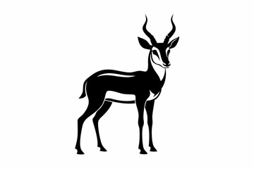 Fototapeta premium pronghorn silhouette line art vector illustration with a white background