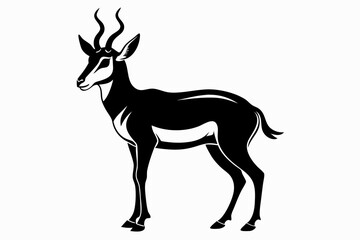pronghorn silhouette line art vector illustration with a white background