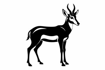 pronghorn silhouette line art vector illustration with a white background
