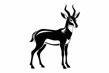 pronghorn silhouette line art vector illustration with a white background