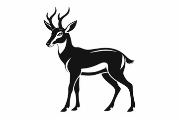pronghorn silhouette line art vector illustration with a white background