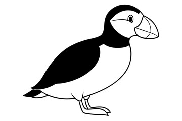 puffin silhouette line art vector illustration with a white background