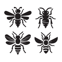 bee set of insects vector illustration