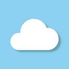 A white cloud with a shadow on a blue background. Vector illustration.
