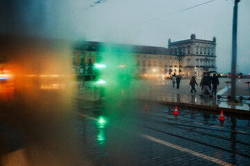 time lapse of people walking in city blur traffic lights
