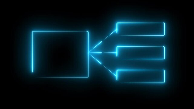 Glowing neon line Business hierarchy organogram chart infographics icon isolated. Neon flowchart, Corporate organizational structure graphic elements, network diagram, hi-tech illustration