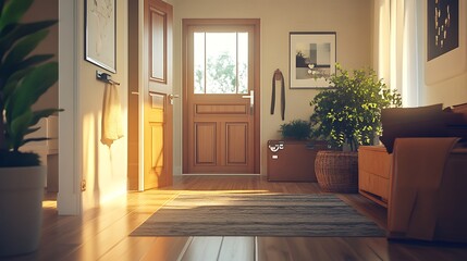 Luxury home framed by vibrant greenery high resolution picture