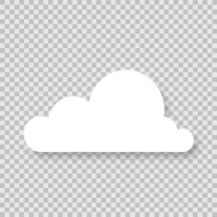 The icon of a white cloud with a shadow on a transparent background. Vector illustration.