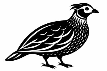 Fototapeta premium quail silhouette line art vector illustration with a white background